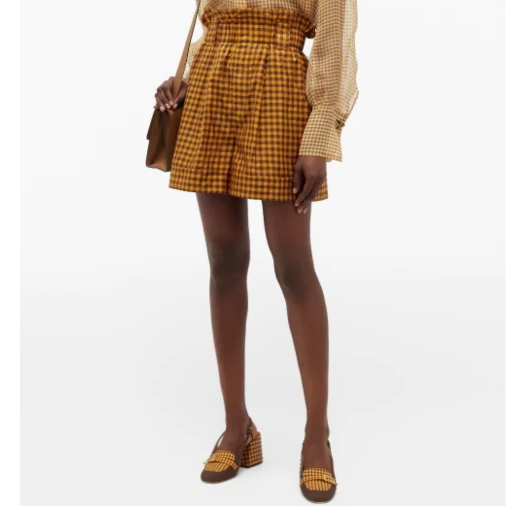 FENDI Promenade Slingback Gingham and Suede Pumps